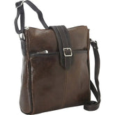 Piel Vintage Leather Slim Tablet Shoulder Bag - Luggage Base