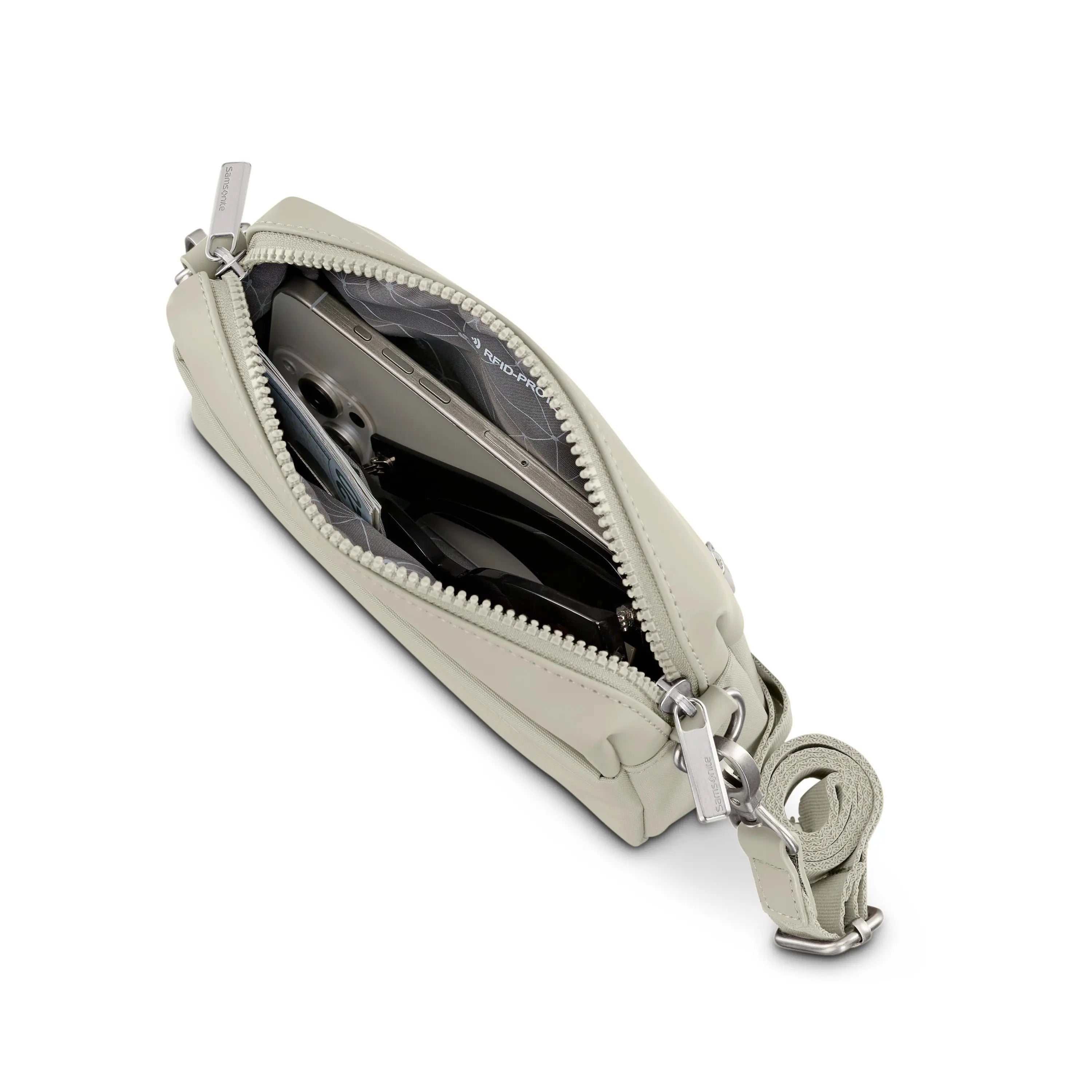Samsonite Better Than Basic RFID Crossbody in Limestone Grey - image 2