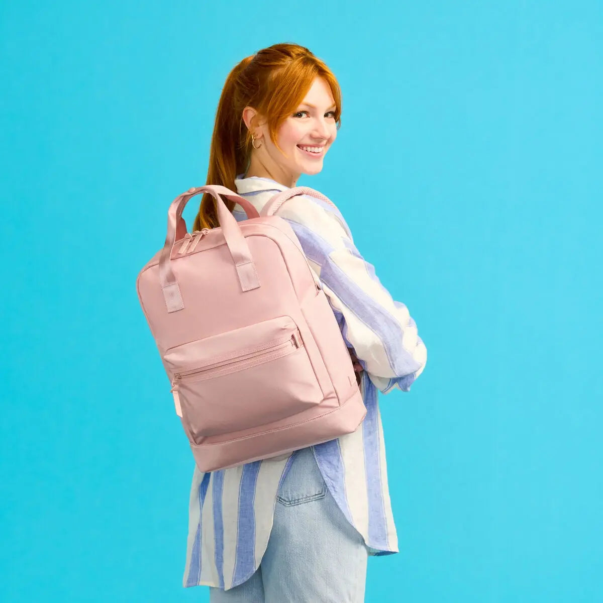 American Tourister Stratum 3.0 Bale Handle Backpack in Pink Blush - lifestyle