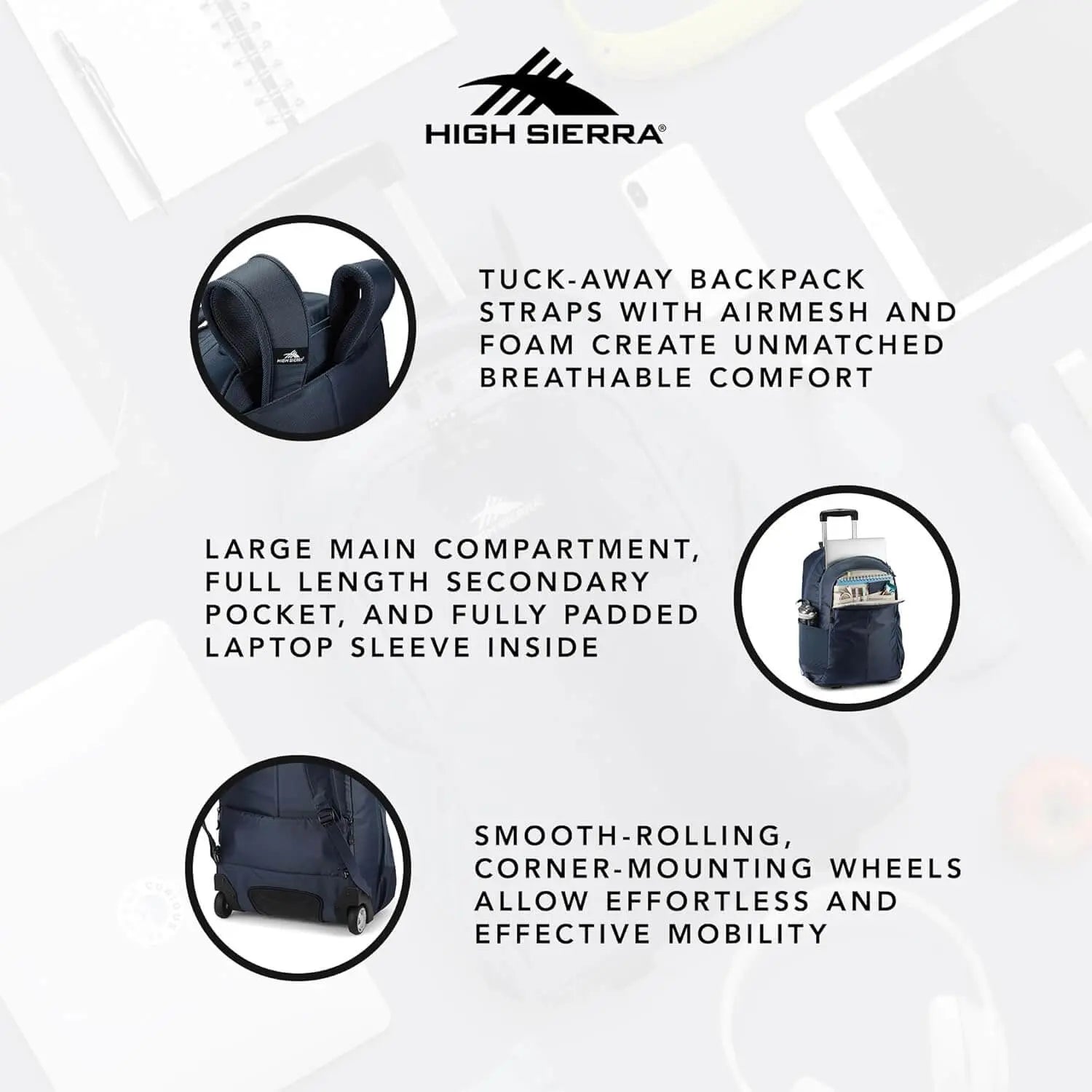High Sierra Powerglide Pro Rolling Laptop Backpack - Luggage Base