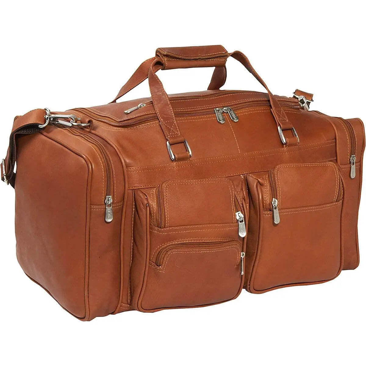 Piel Leather Carry-on Duffel Bag with Pockets - Luggage Base