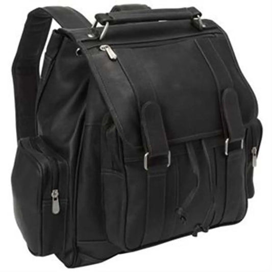 Piel Leather Double Loop Flap Over Laptop Backpack - Luggage Base