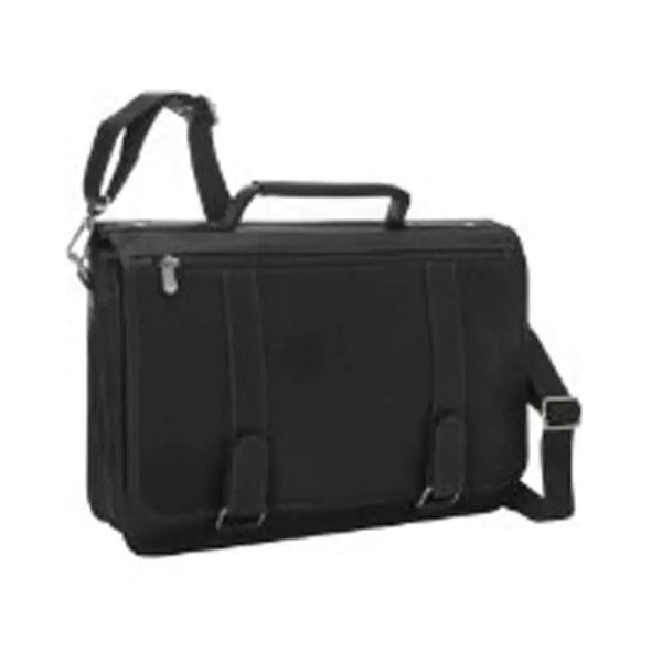 Piel Leather Double Loop Expandable Laptop Briefcase (Black)
