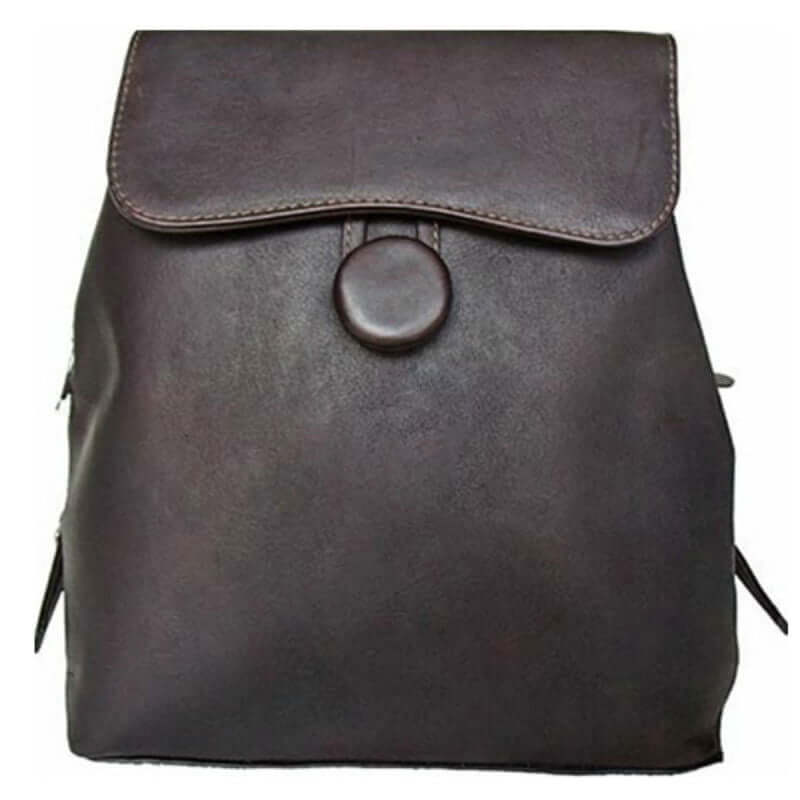 Piel Leather Flap Over Button Backpack Chocolate