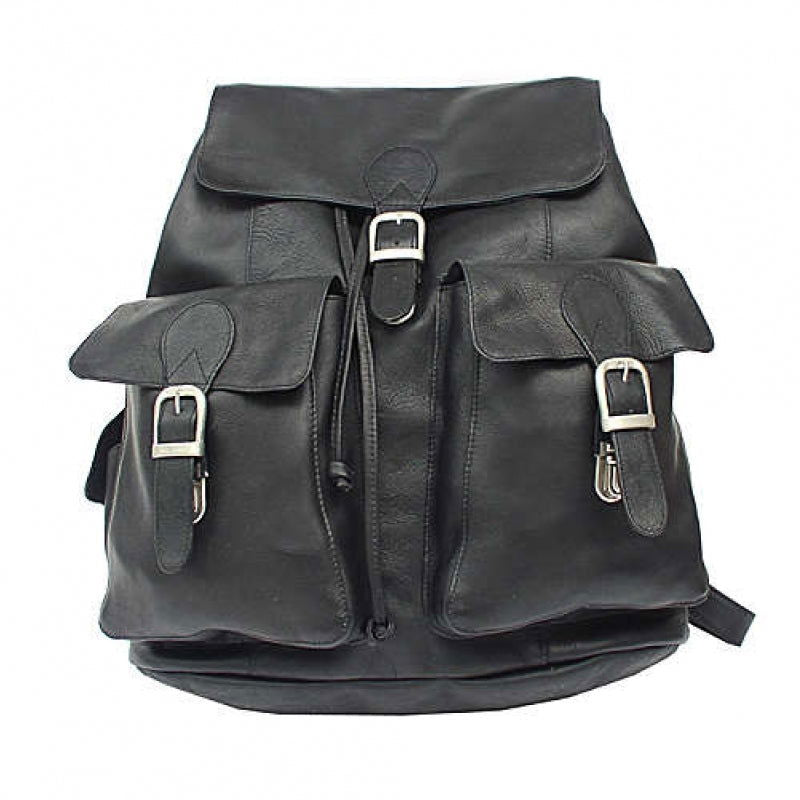 Piel Leather Large Buckle Flap Backpack - Luggage Base