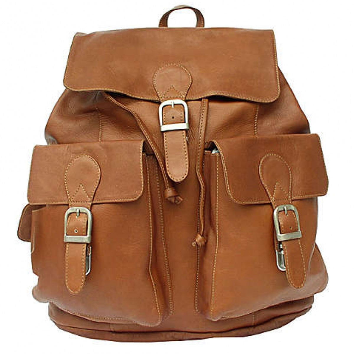 Piel Leather Large Buckle Flap Backpack - Luggage Base