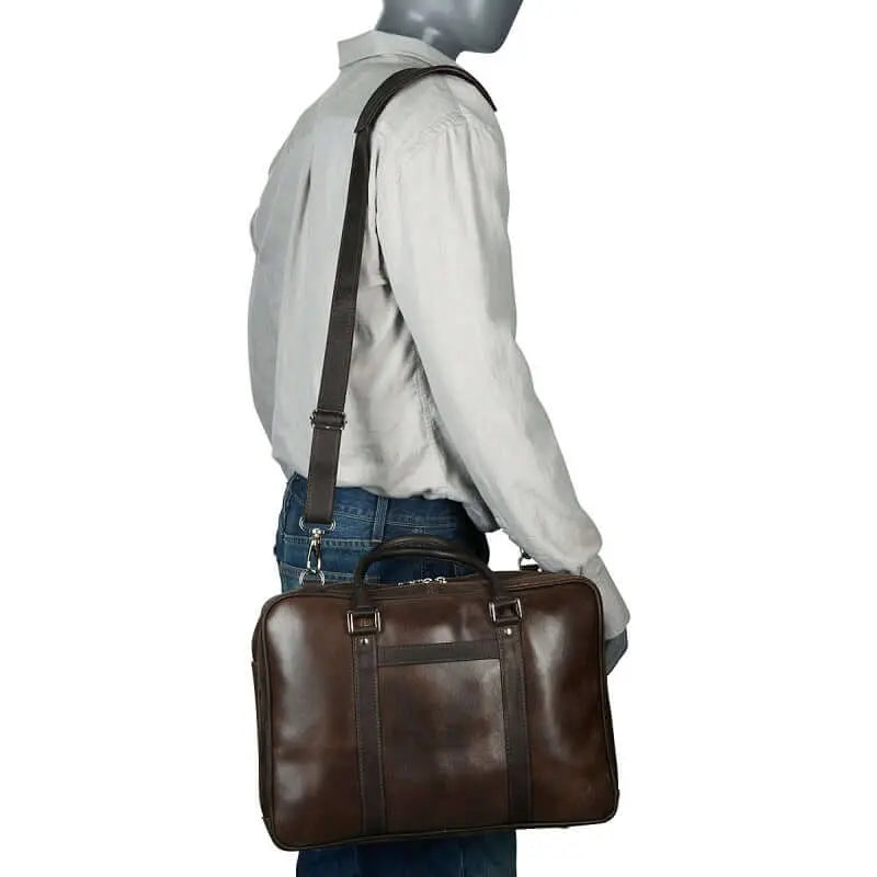 Piel Vintage Leather Laptop Brief - Luggage Base