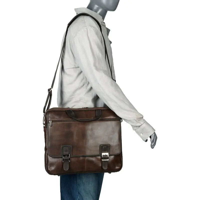 Piel Vintage Leather Laptop Business Case - Luggage Base