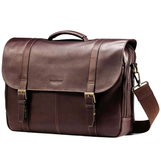 Samsonite Leather Flapover Case Double Gusset - Luggage Base