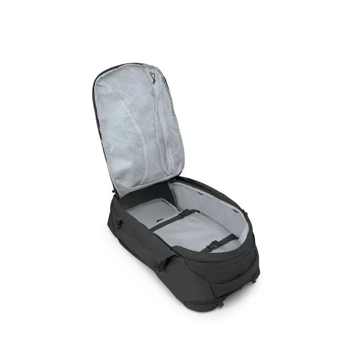Osprey Farpoint 40 Travel Pack in Black — open interior view