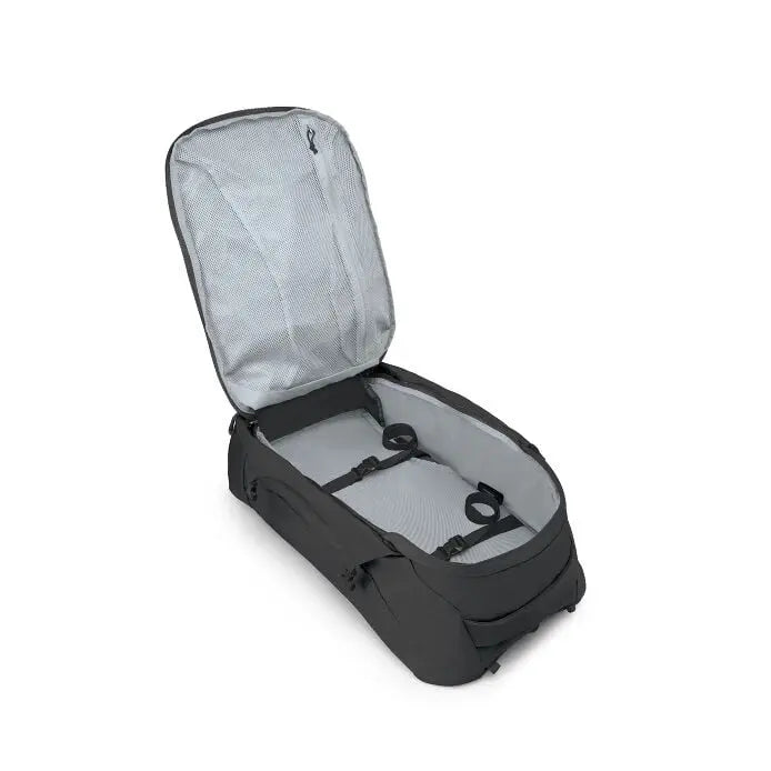 Osprey Farpoint 55 Travel Pack in Black — open interior view