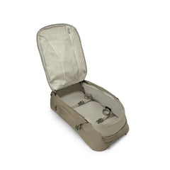 Osprey Farpoint 55 Travel Pack in Sawdust Tan — open interior view