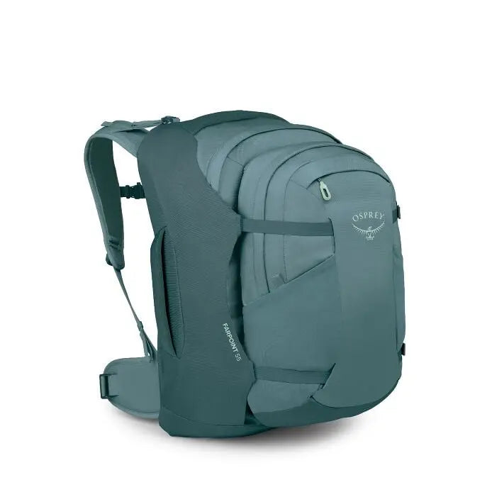 Osprey Farpoint 55 Travel Pack in Cascade Blue-Torrent Blue — side view