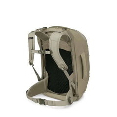Osprey Farpoint 55 Travel Pack in Sawdust Tan — rear three-quarter view