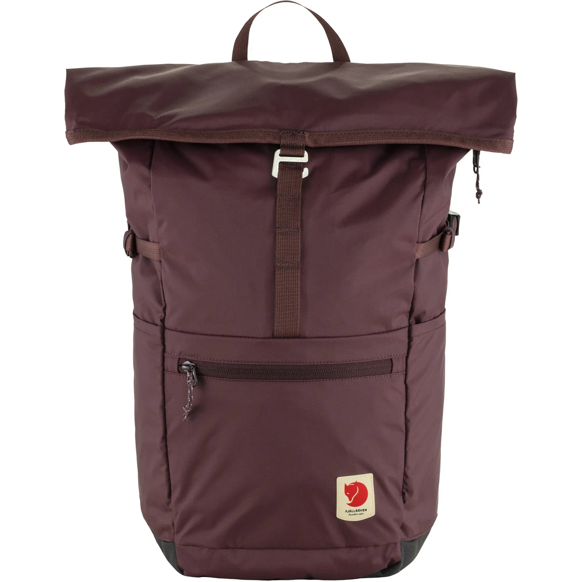 Fjallraven High Coast Foldsack 24 in Blackberry, front view on white