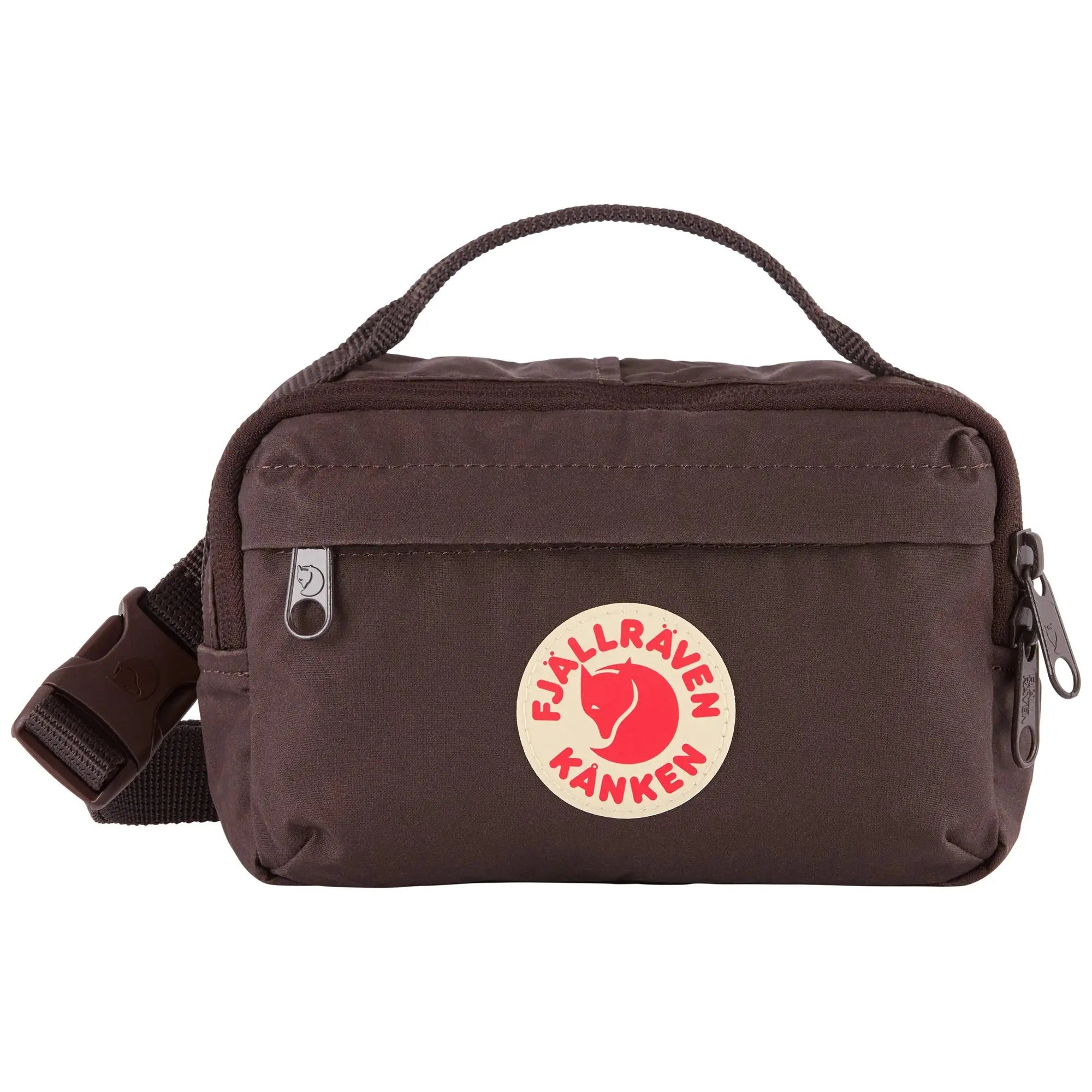 Fjallraven Kanken Hip Pack in Black Oak, front view on white