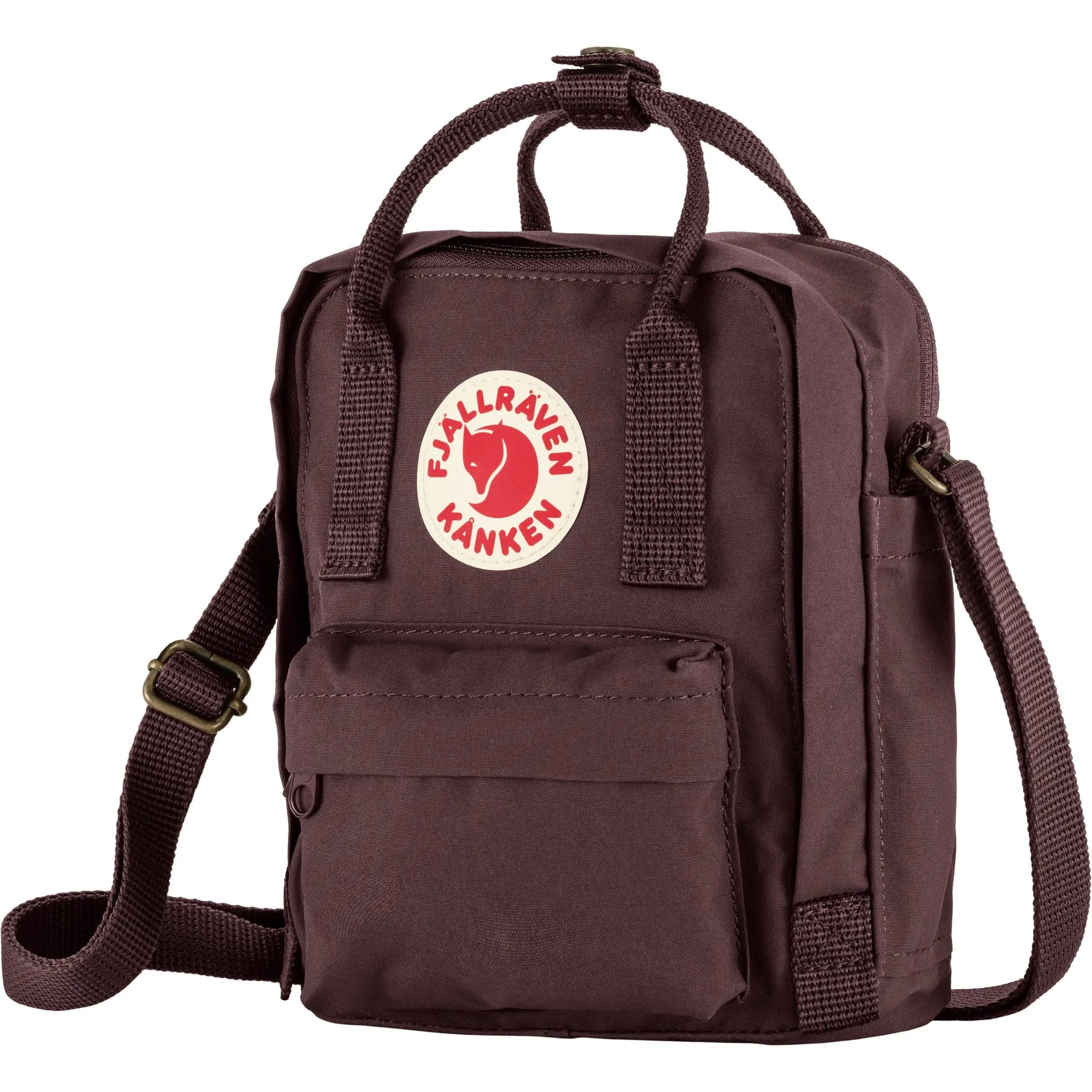 Fjallraven Kanken Sling in Blackberry, angled front view on white
