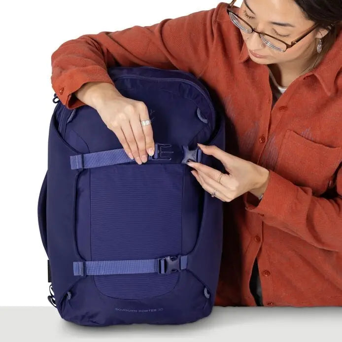 Osprey Sojourn Porter 30L (2026) - top quick-access pocket, shown in Deep Fig