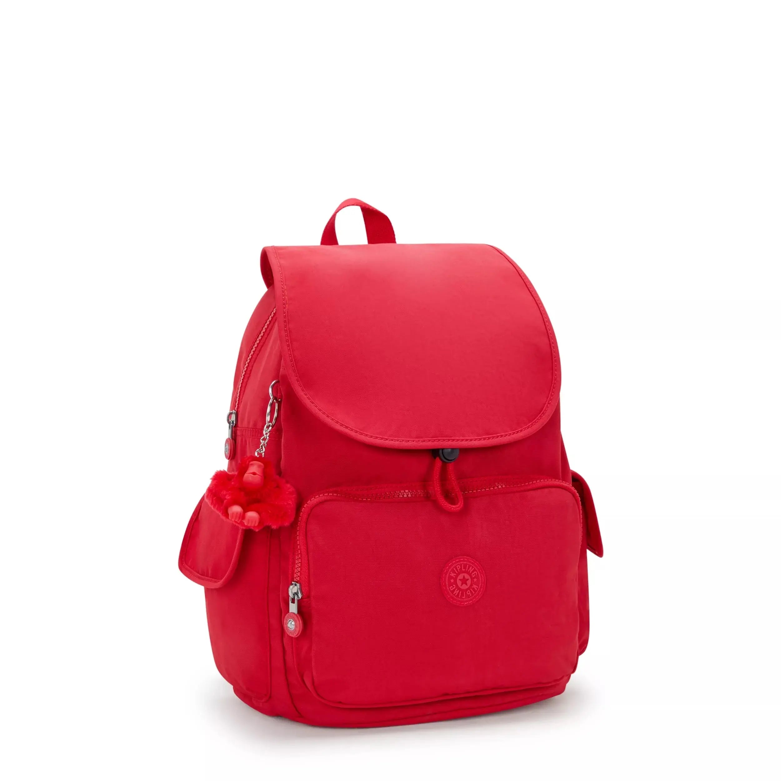 Kipling City Pack Backpack in Red Rouge, angled view