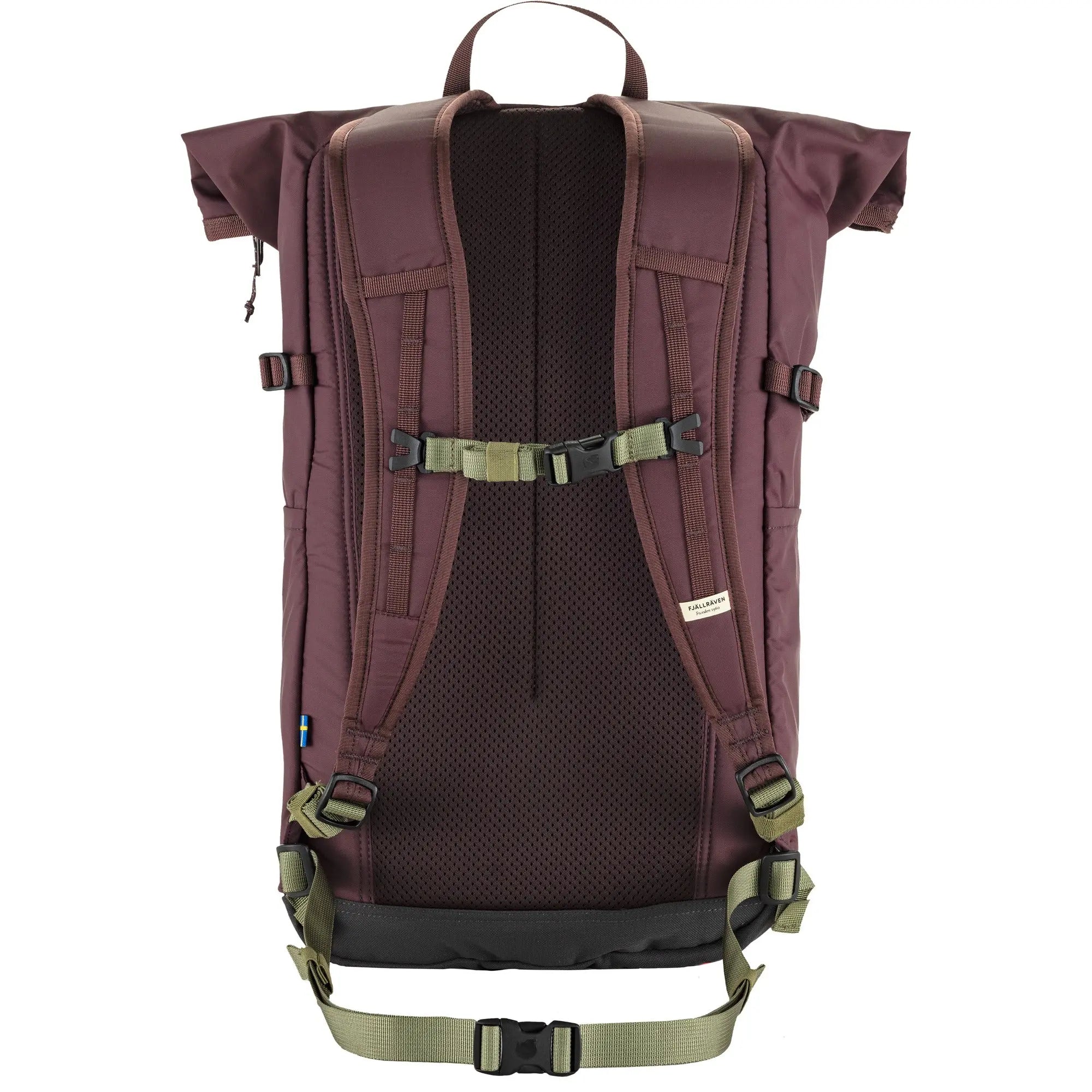 Fjallraven High Coast Foldsack 24 in Blackberry, back view on white