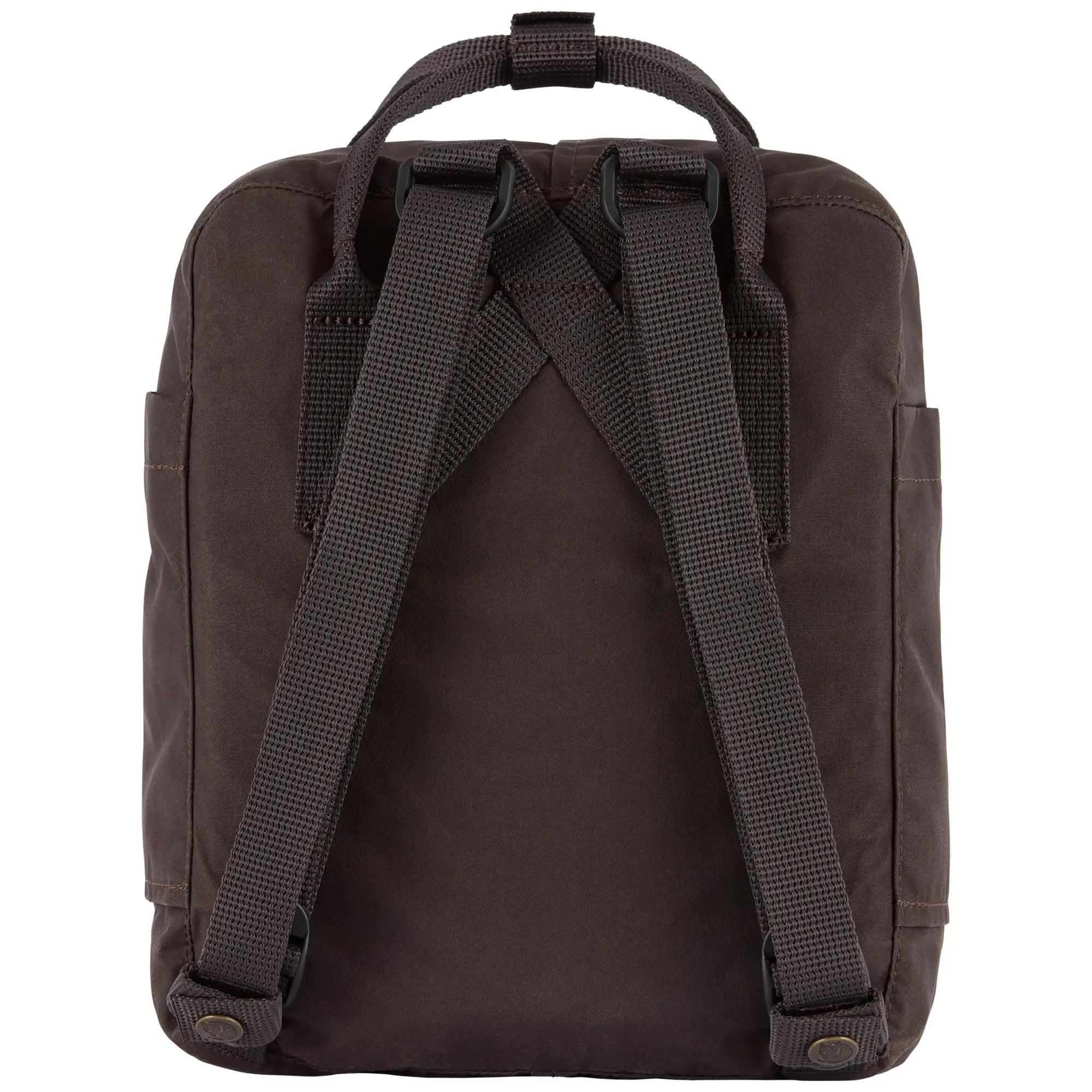 Fjallraven Kanken Mini Backpack in Black Oak, back view on white