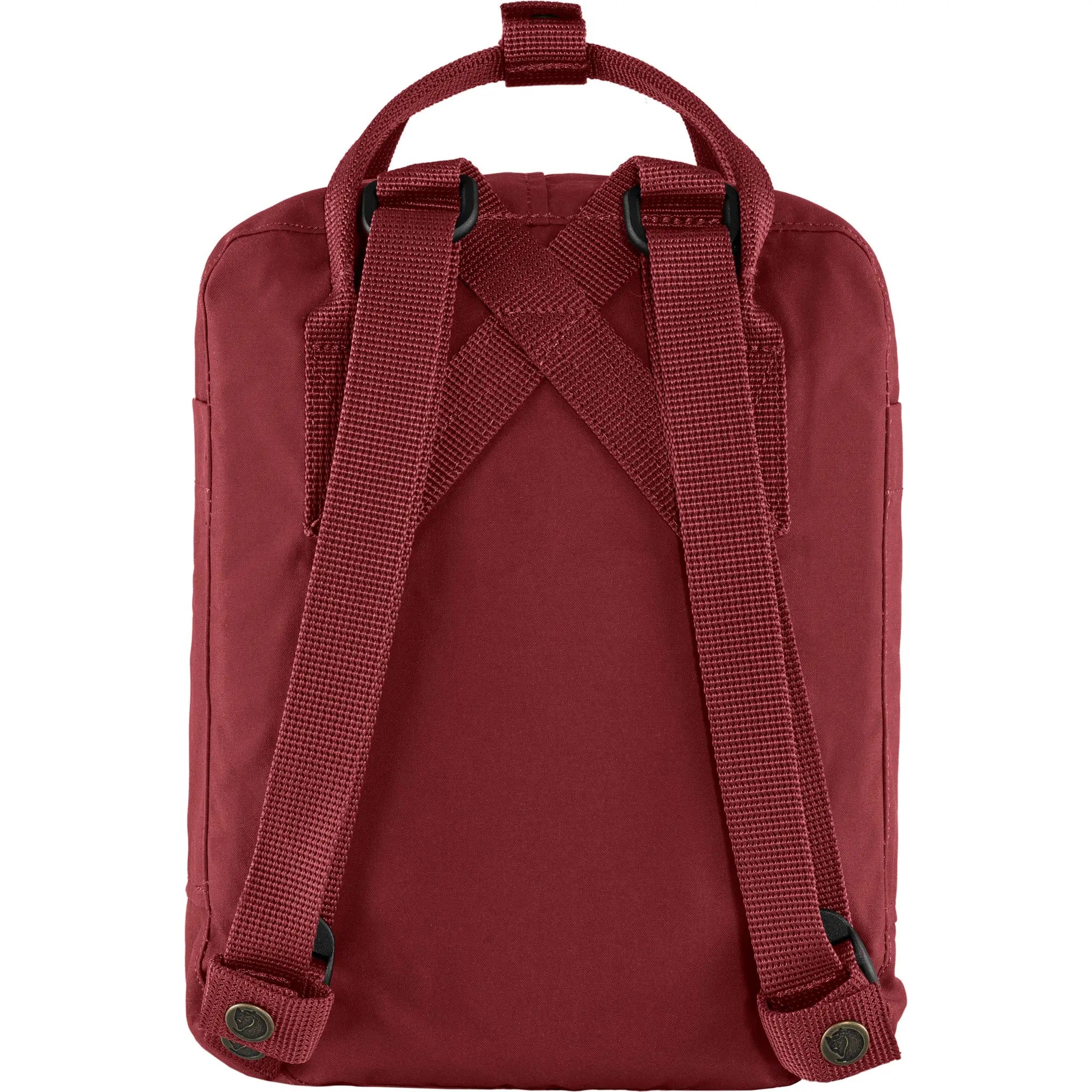Fjallraven Kanken Mini Backpack in Ox Red, back view on white