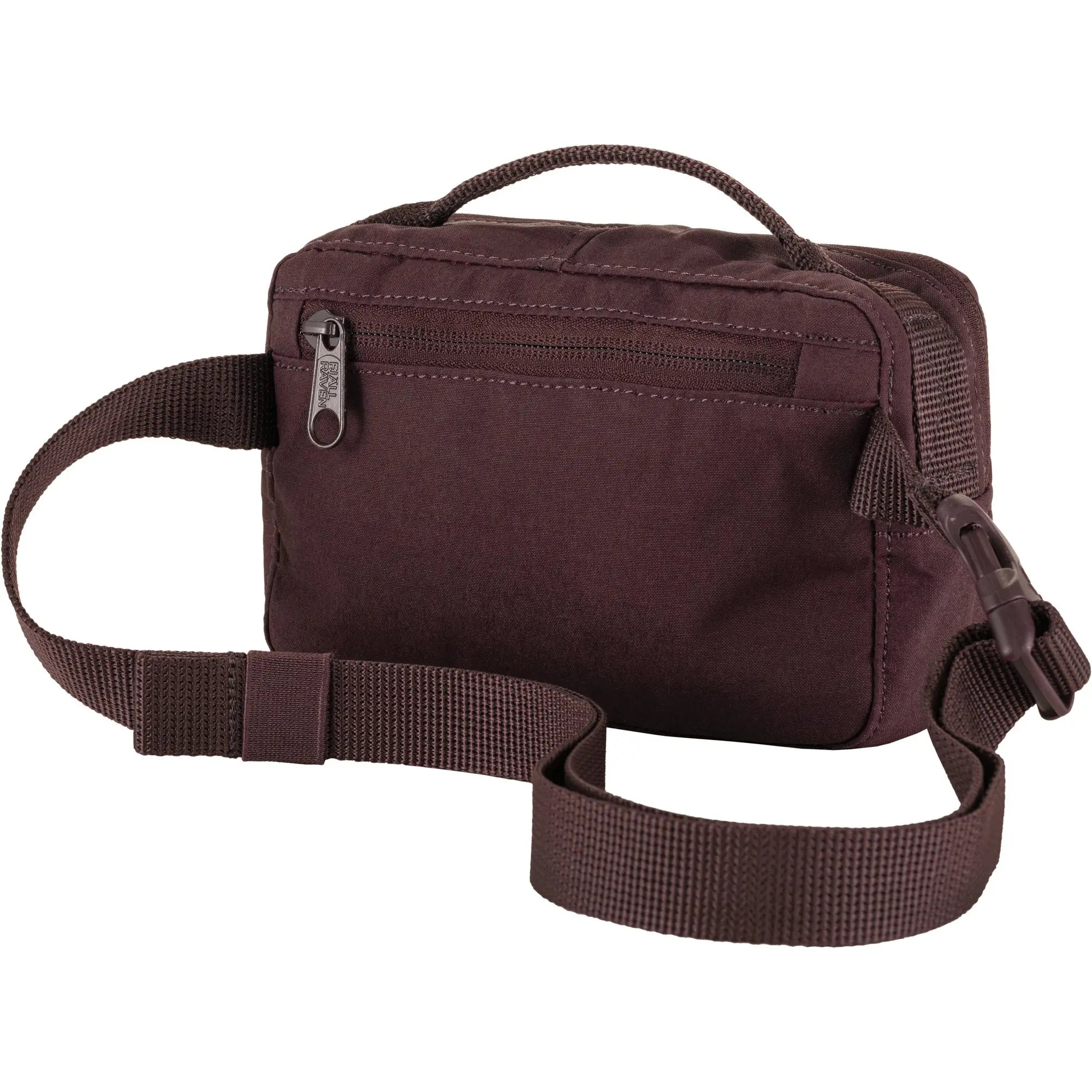 Fjallraven Kanken Hip Pack in Blackberry, back view on white