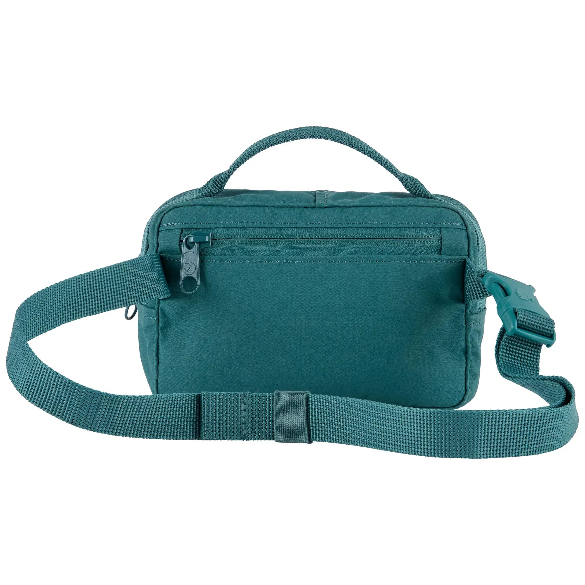 Fjallraven Kanken Hip Pack in Teal, back view on white