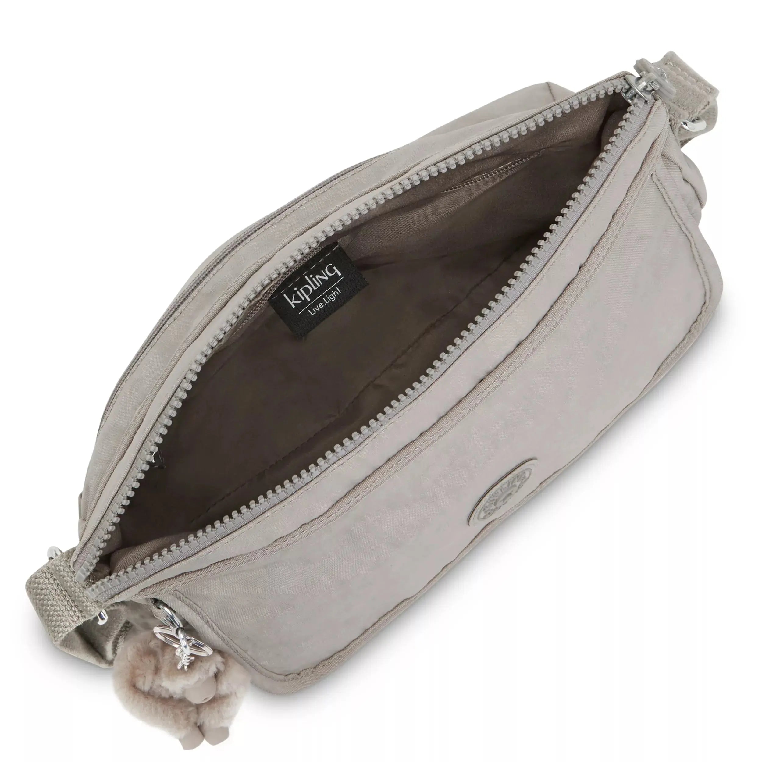 Kipling Aisling Crossbody Bag in Grey Gris, interior view