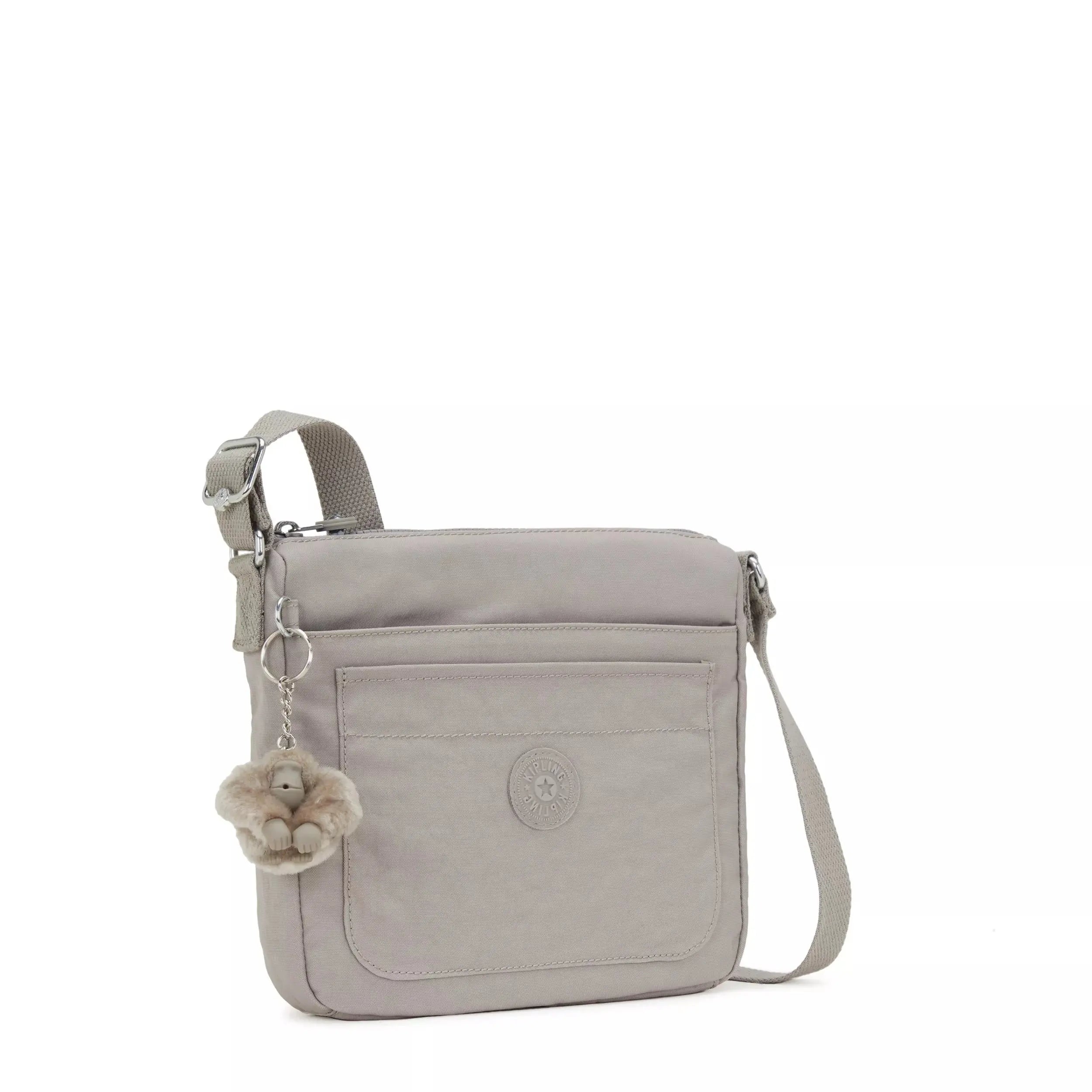 Kipling Sebastian Crossbody Bag in Grey Gris, angled view