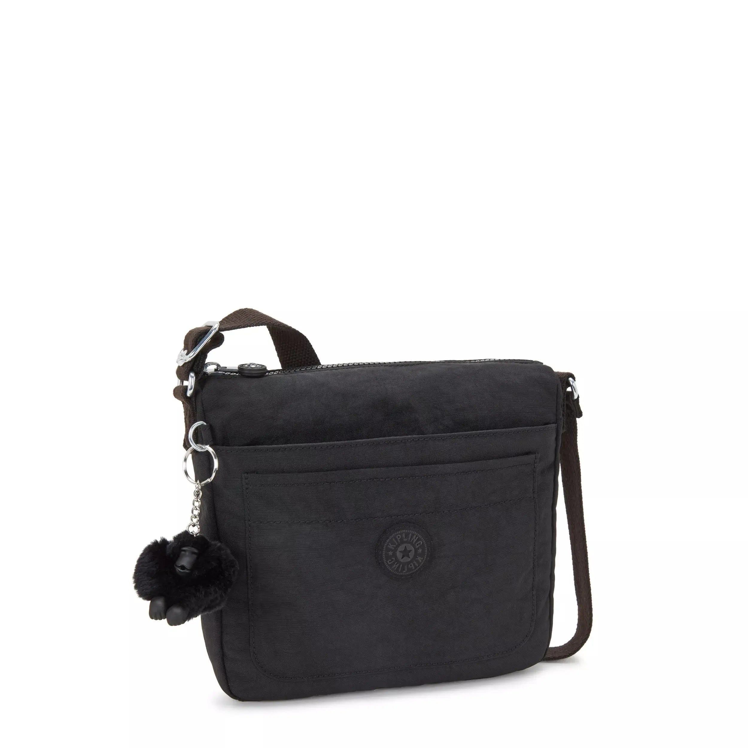 Kipling Sebastian Crossbody Bag in Black Noir, angled view