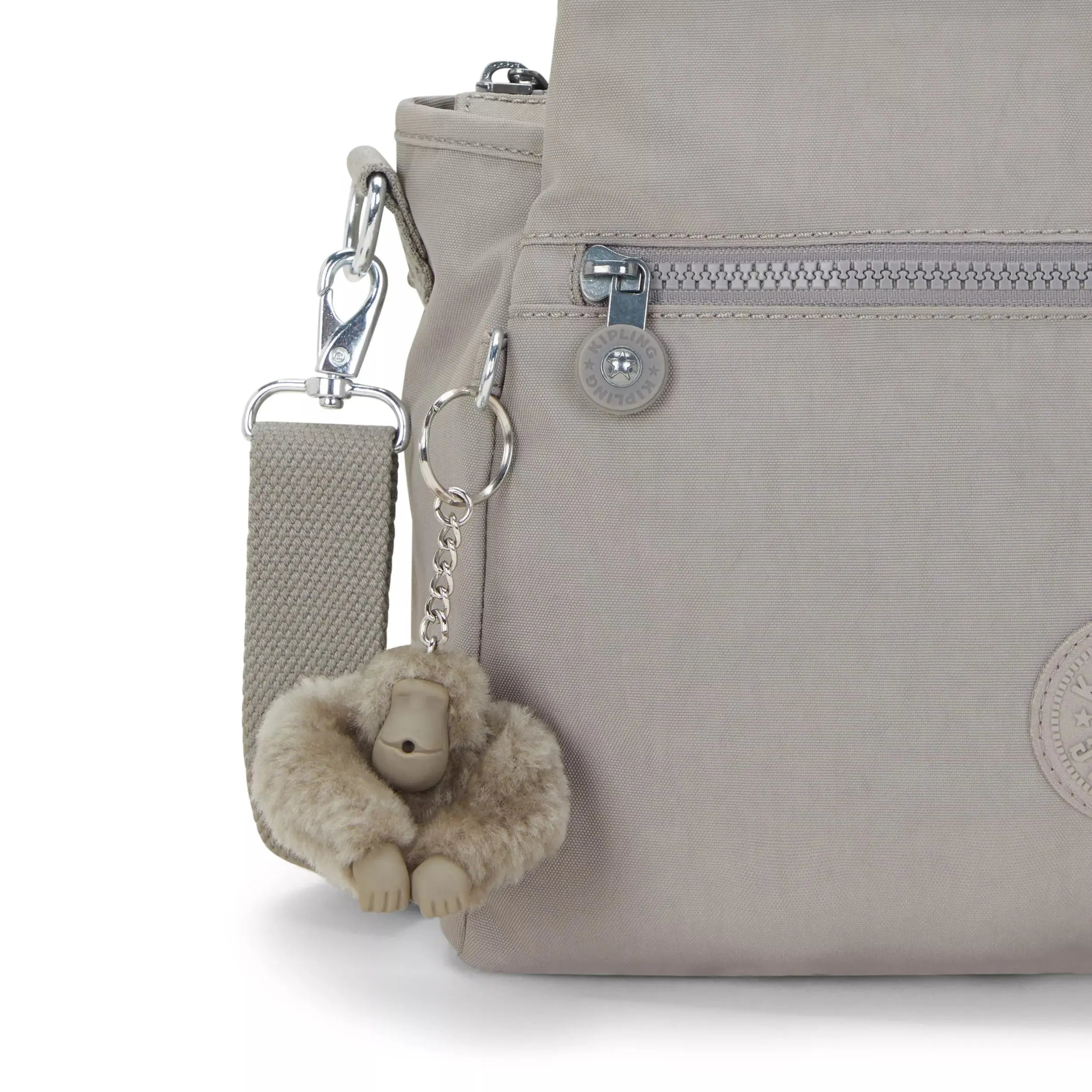 Kipling Elysia Shoulder Bag in Grey Gris, detail view