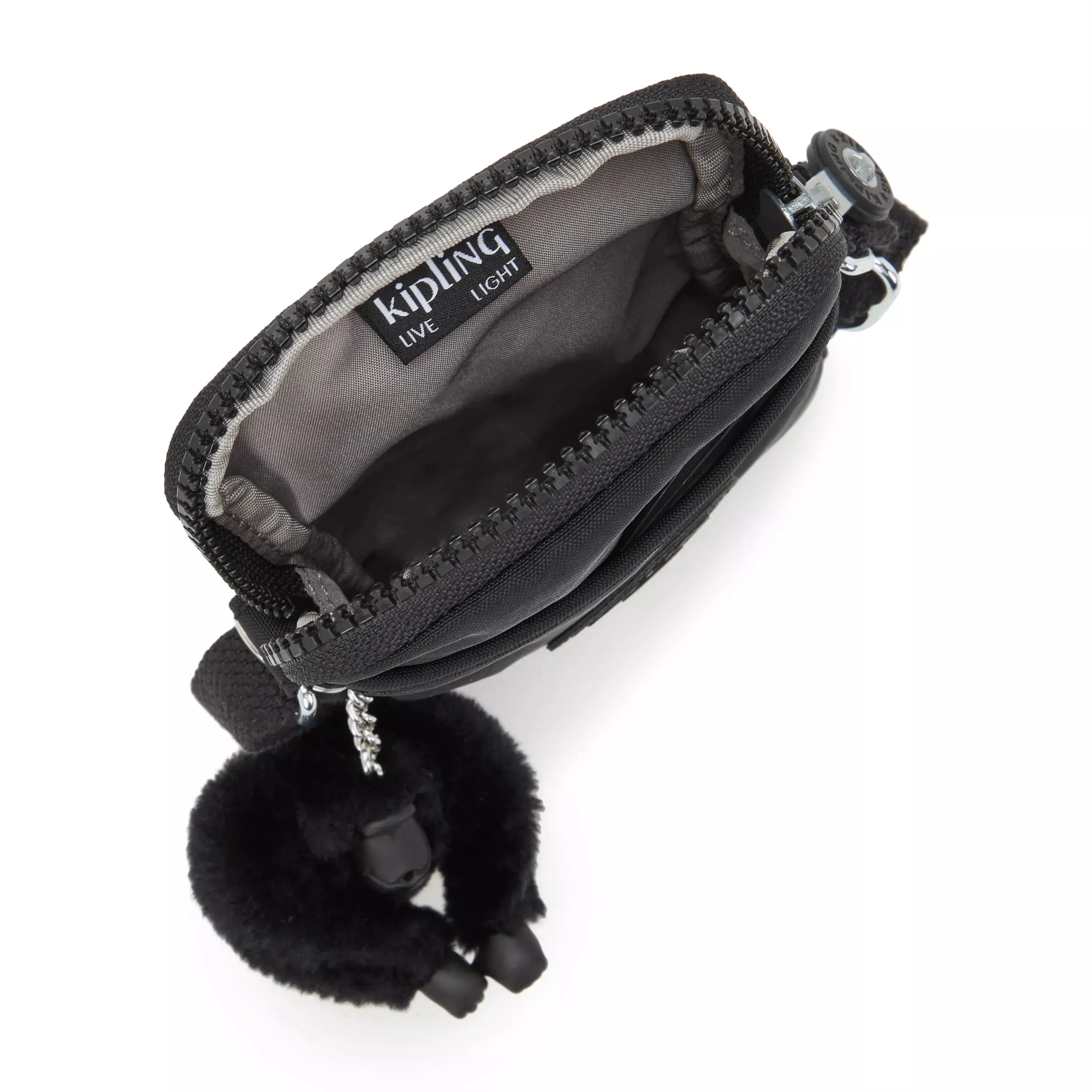 Kipling Tally Crossbody Phone Bag in Black Noir, interior view