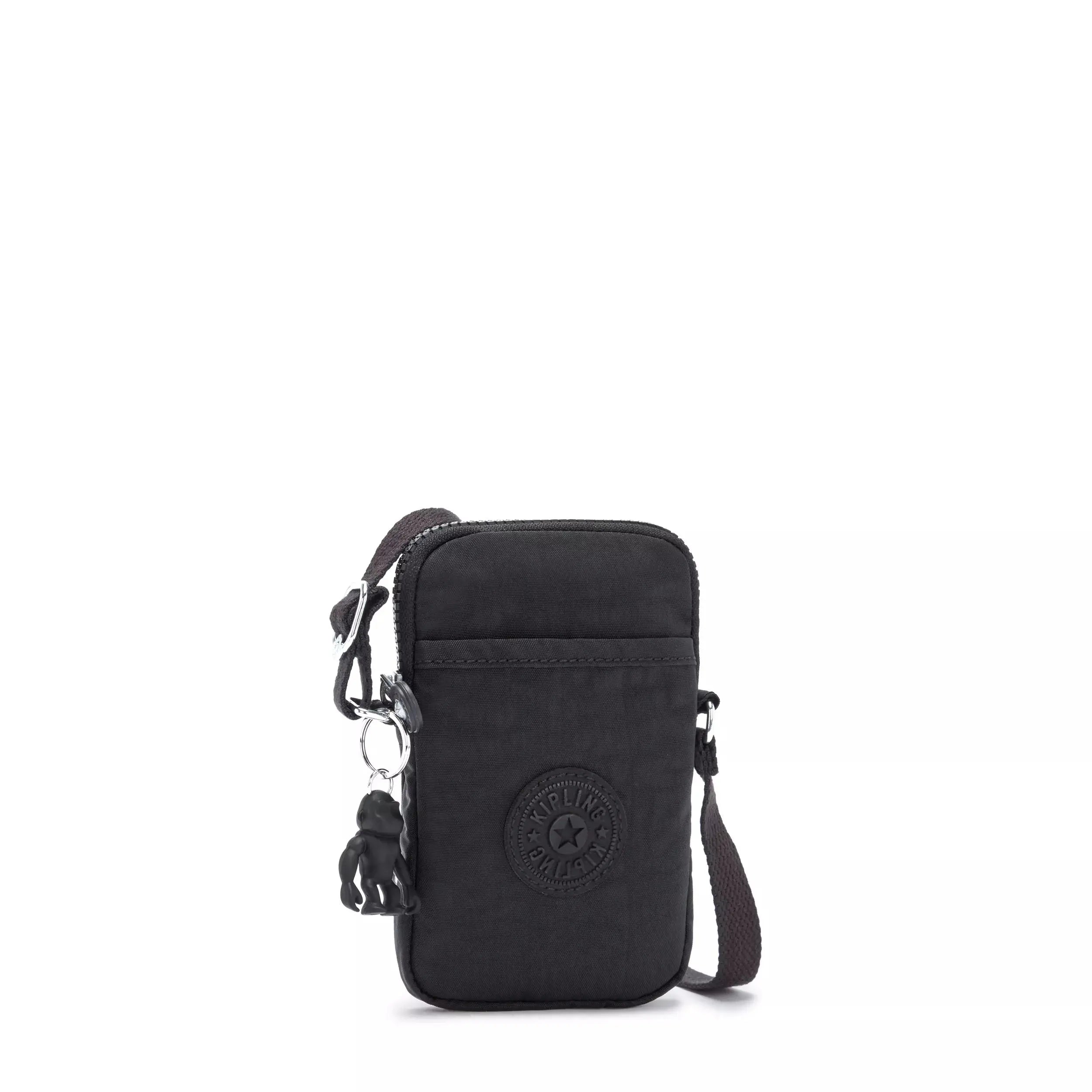 Kipling Tally Crossbody Phone Bag in Black Noir, angled view