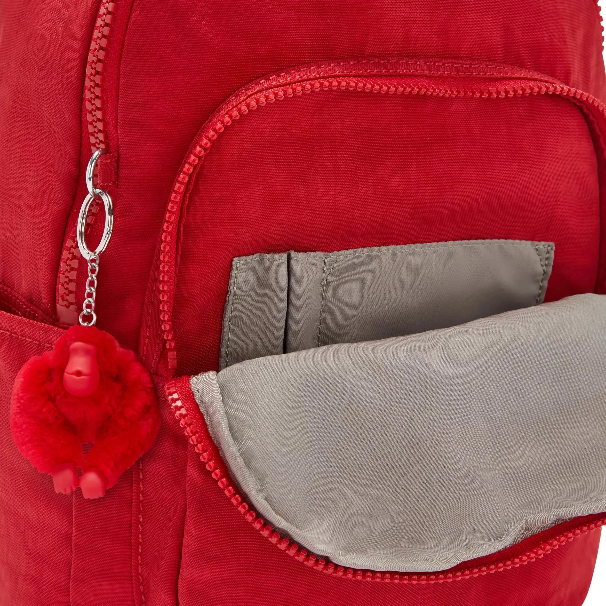Kipling Seoul Small Tablet Backpack in Red Rouge, organization detail