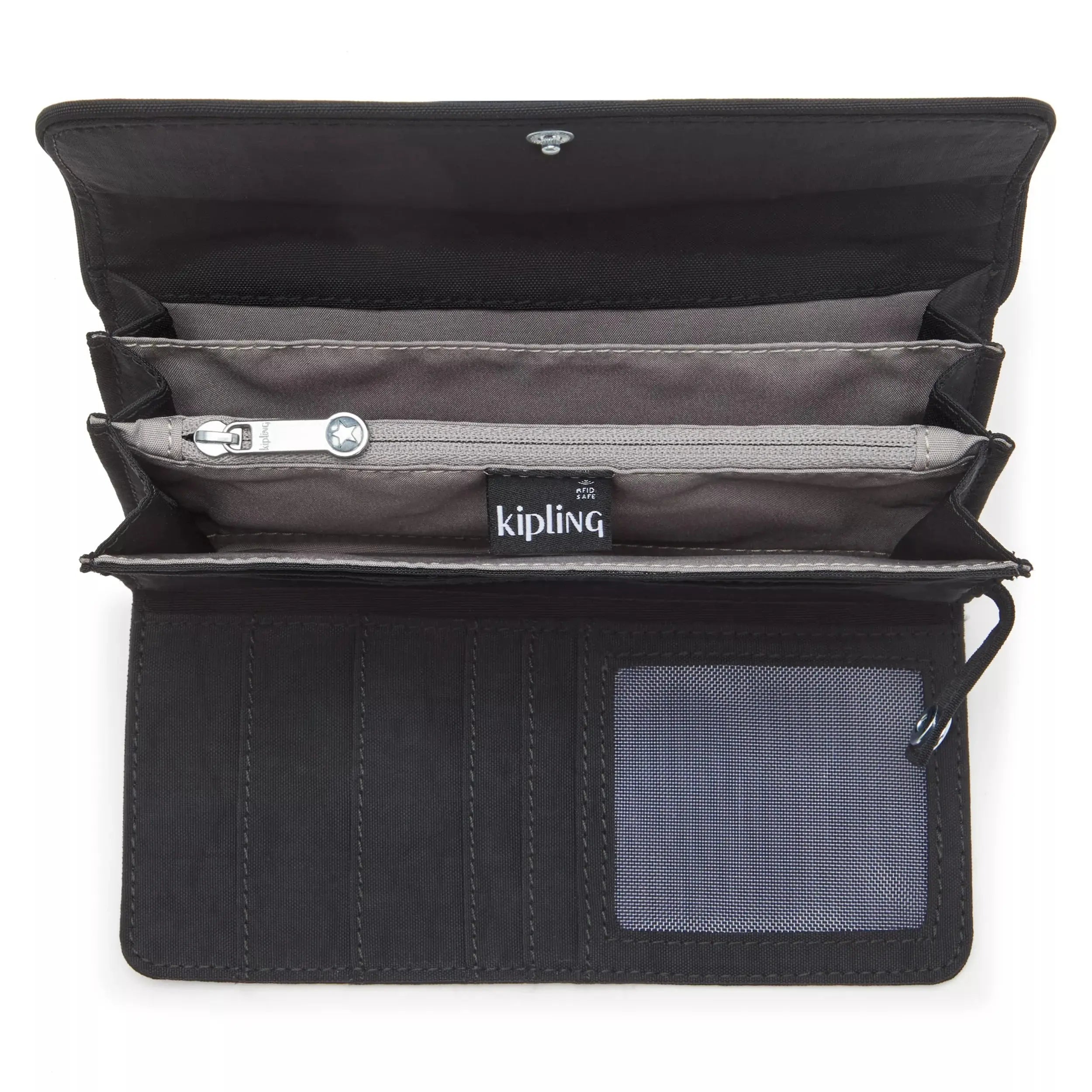Kipling Money Land Snap Wallet in Black Noir, interior view