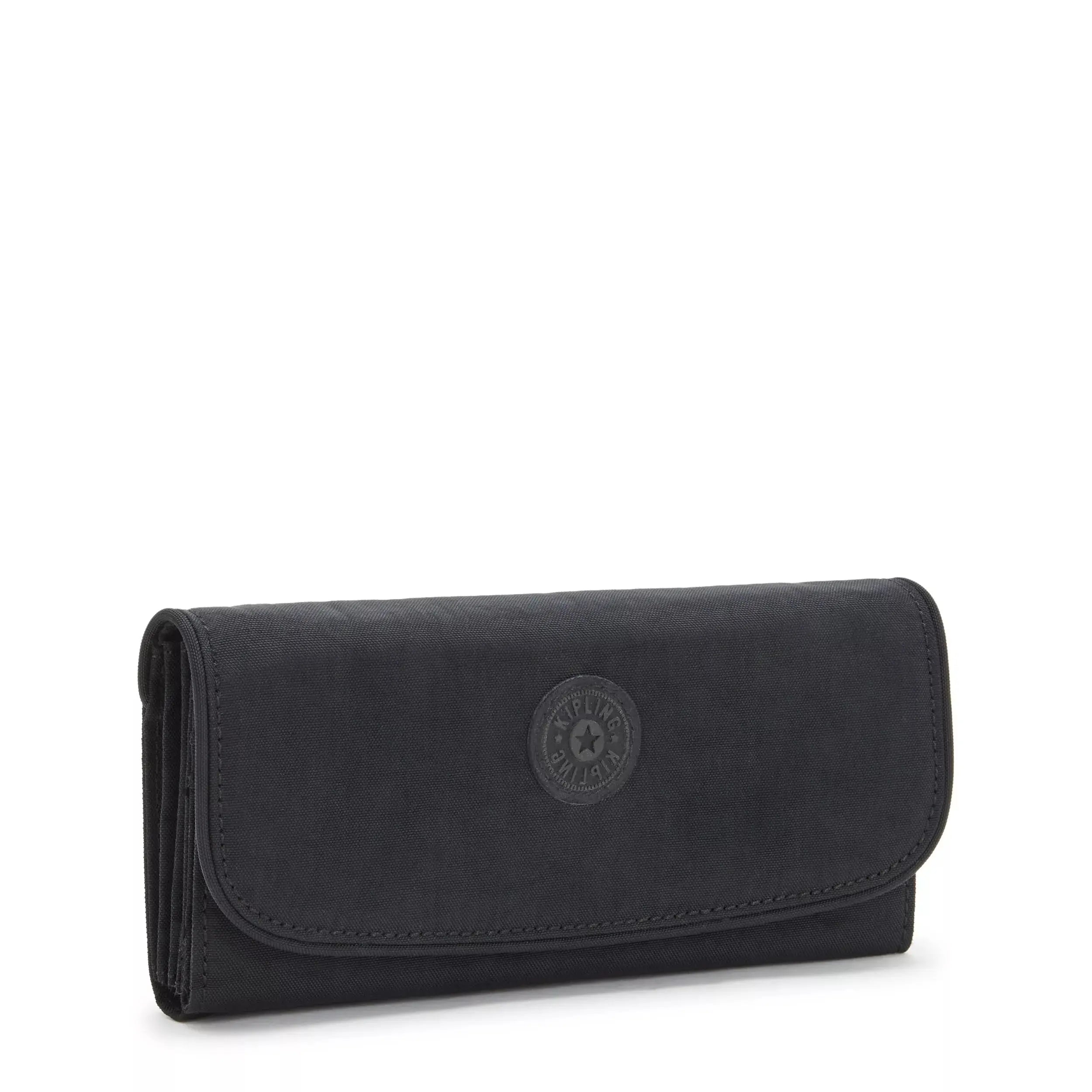 Kipling Money Land Snap Wallet in Black Noir, angled view