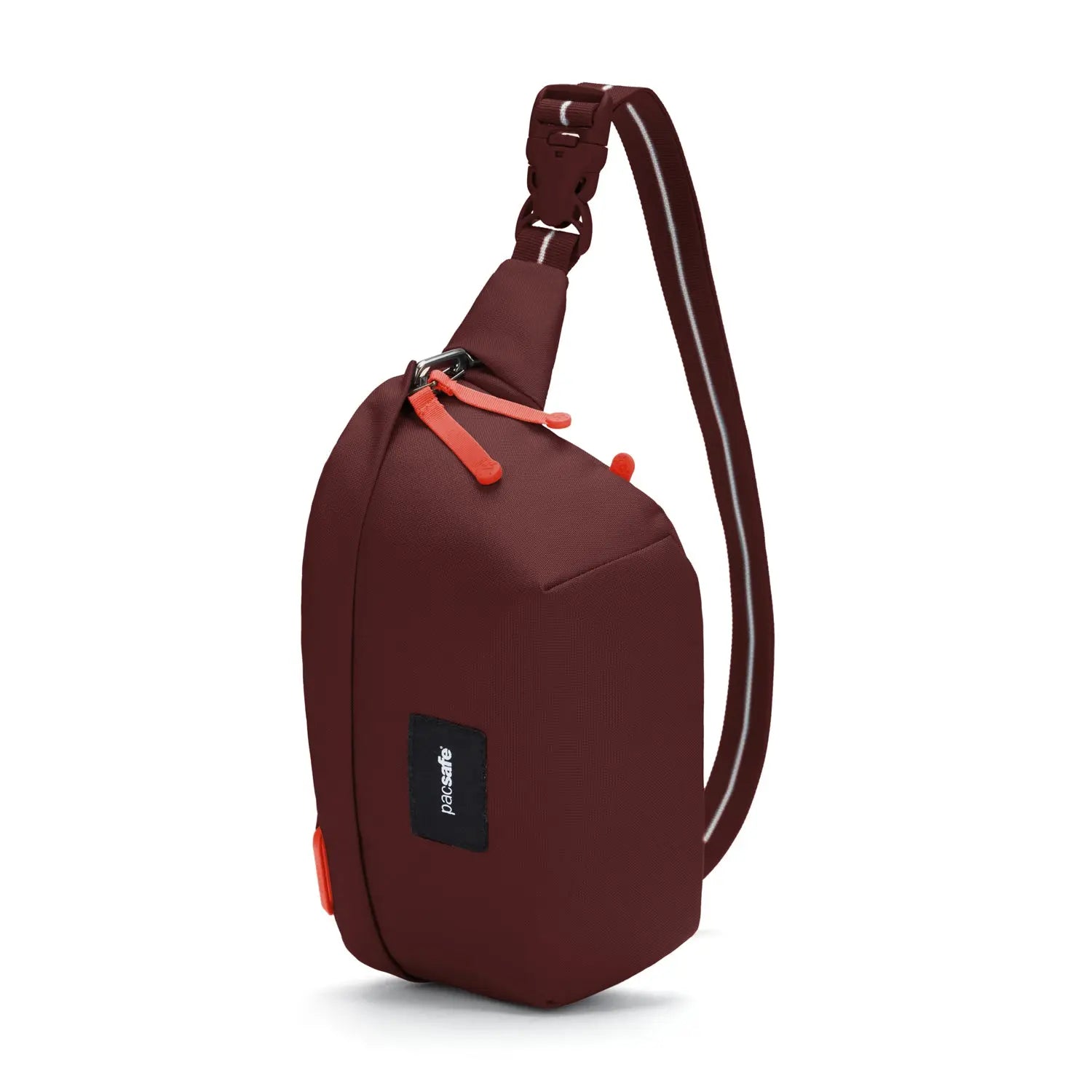 Pacsafe GO Sling Pack, Garnet Red — three-quarter view