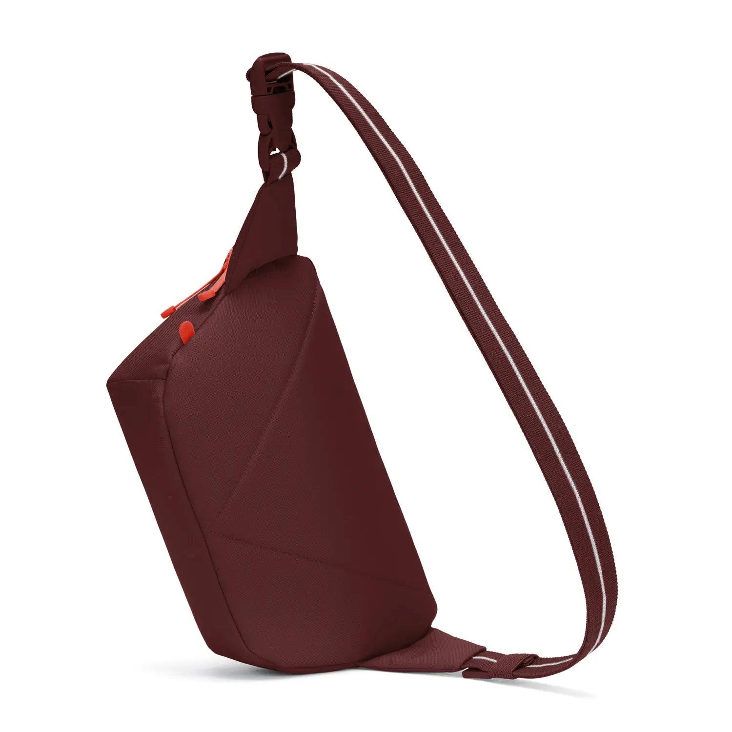 Pacsafe GO Sling Pack, Garnet Red — rear and strap view