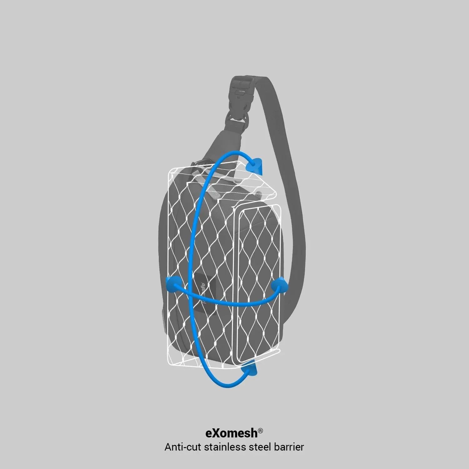 Pacsafe GO Sling Pack eXomesh anti-cut stainless steel barrier illustration