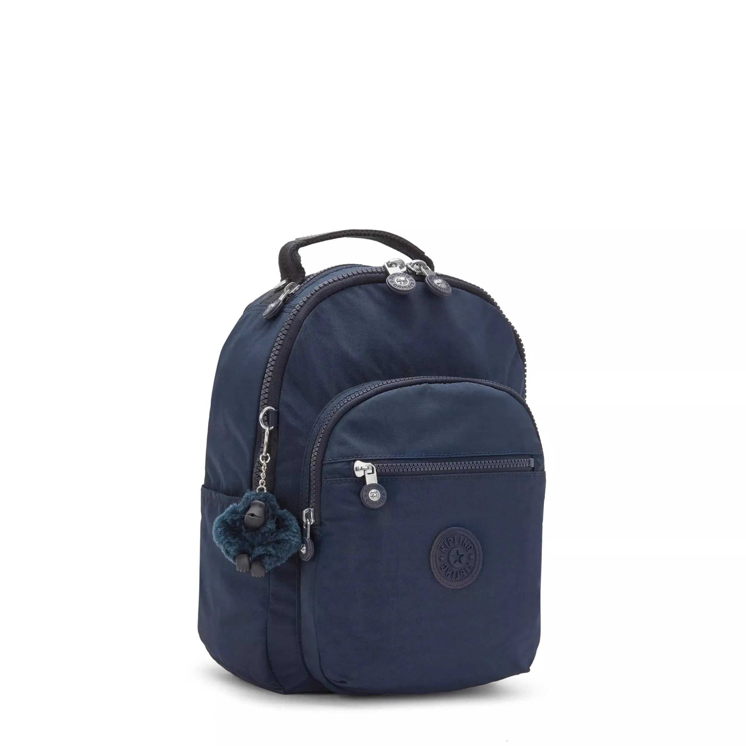 Kipling Seoul Small Tablet Backpack in Blue Bleu 2, angled view