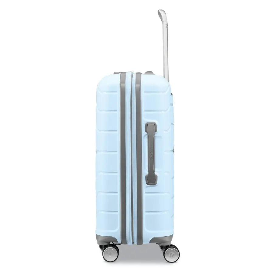 Samsonite Freeform 21 inch Carry On Spinner in Sky Blue - side view