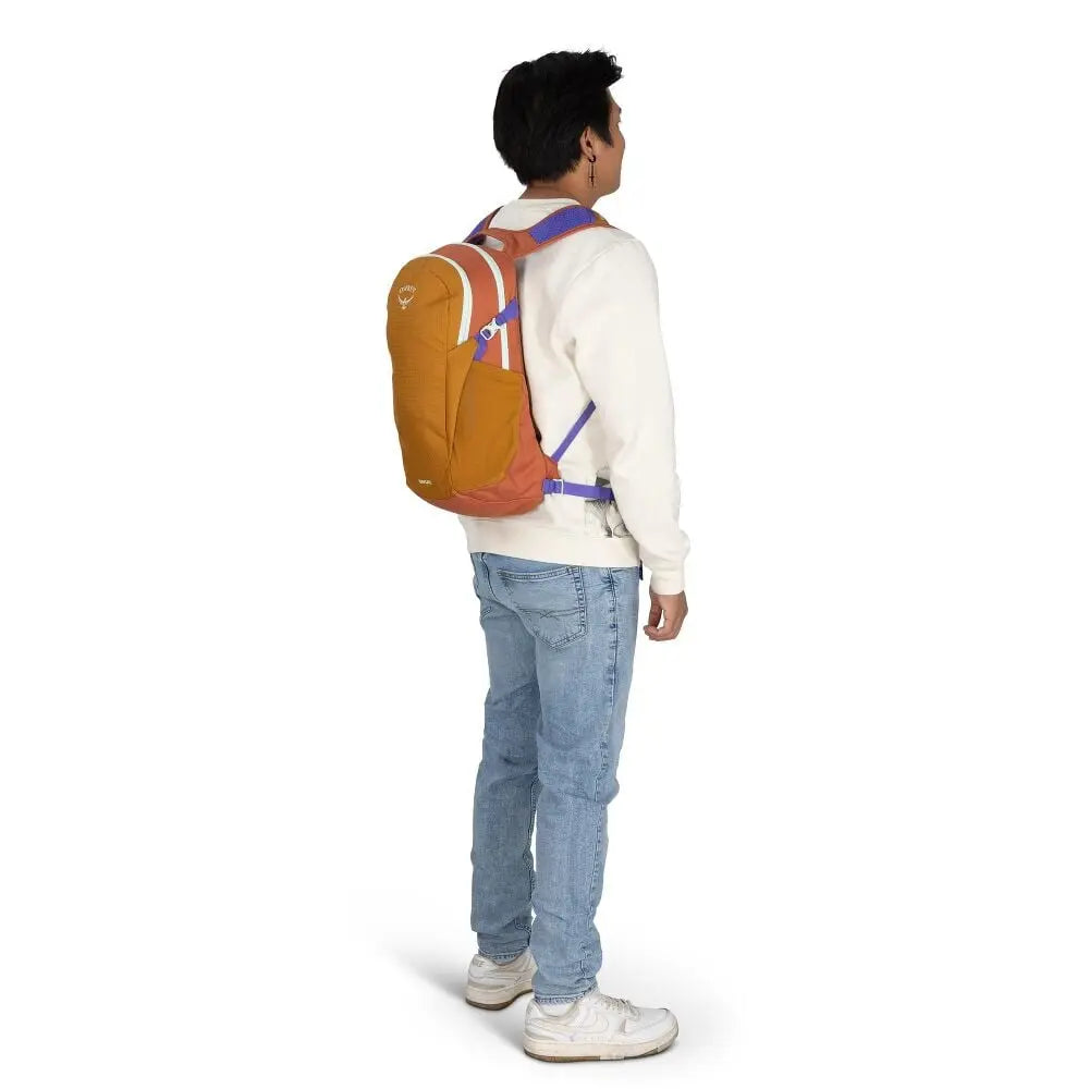Osprey Daylite 13L in Barley Brown Multi, worn view (shared feature image)