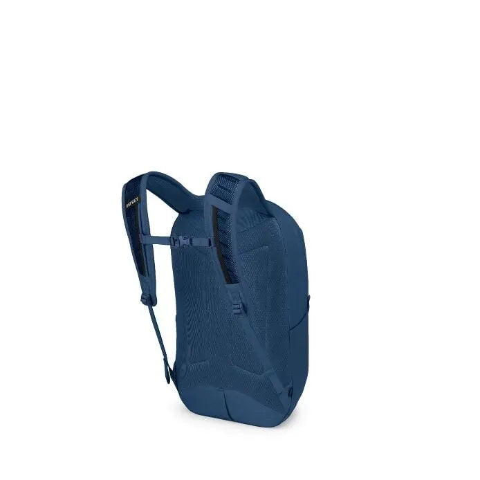 Osprey Farpoint Fairview Travel Daypack in Antique Blue - rear three-quarter view