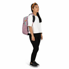 Osprey Flare 27 backpack in Iris Pink - on-body side view