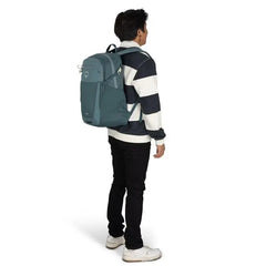 Osprey Flare 27 backpack in Cascade Blue-Torrent Blue - on-body rear view