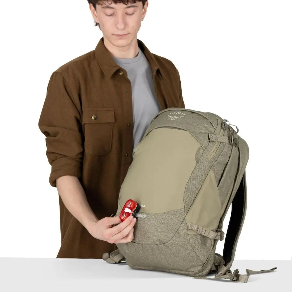 Osprey Nebula Driftshade organization pocket demonstrated in Olive Tan; shared feature