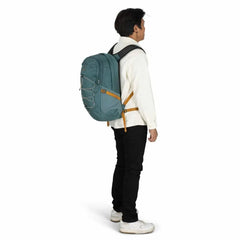 Osprey Quasar 26 Torrent Blue Heather backpack worn from behind