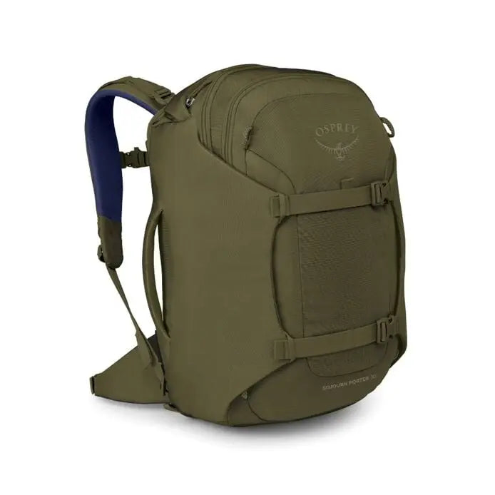 Osprey Sojourn Porter 30L (2026) - three-quarter front view, shown in Moss Green