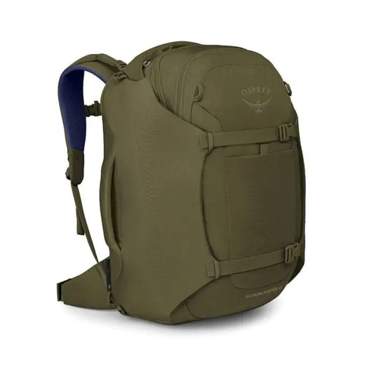 Osprey Sojourn Porter 46L (2026) - three-quarter front view, shown in Moss Green